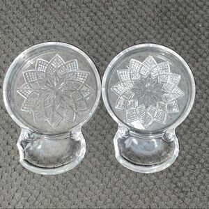 Vintage Sip and Smoke Glass Floral Ashtray Pair